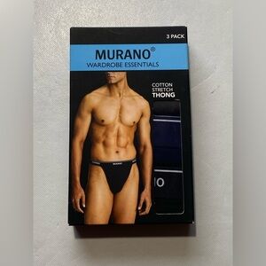 NEW Men's Murano Wardrobe Essentials Thongs Cotton 3 Pack Multicolor
